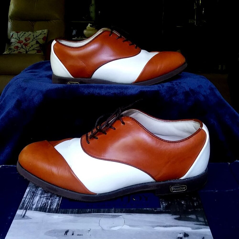 Women's Brown and White oxford FootJoy Golf Shoes - Size 6.5 - Picture 3 of 12